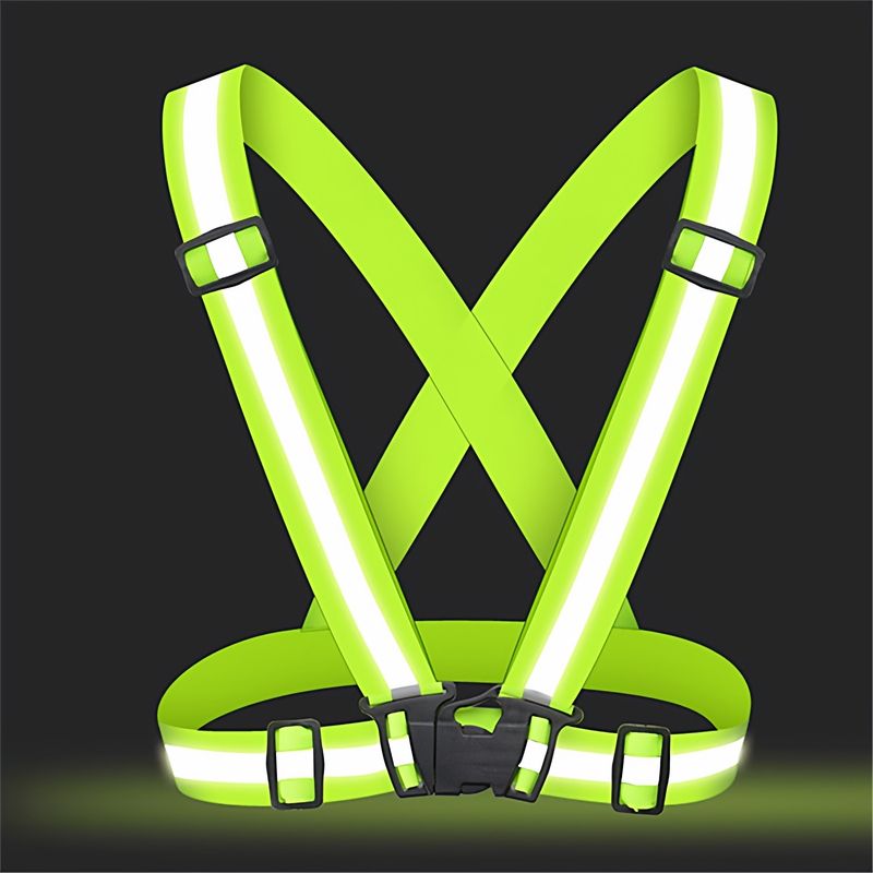 Reflective Safety Vest with Straps, Elastic Band, Durable, High-Visibility Reflective Clothing for Night Cycling and Railway Use