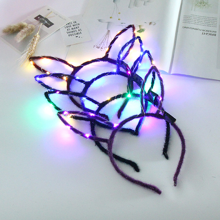 Bar Party Hair Stirrup Rabbit Ears Luminous Hair Stirrup Head Accessories Children Adults Performance LED Bunny Earns