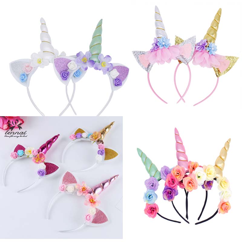 Cute hair band head buckle unicorn hair band unicorn Cos head buckle Children's birthday party hair band