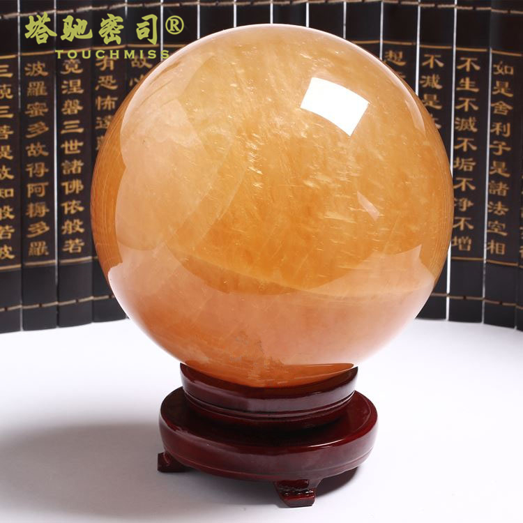 TOUCH MISS natural yellow crystal ball high-end ornaments home living room decorations lucky transfer ball
