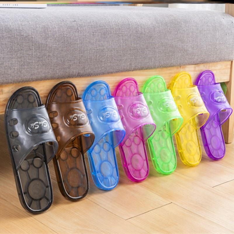 Thickened slippers nostalgic household sandals hard bottom crystal sandals female plastic old-fashioned flat bottom comfortable transparent slippers