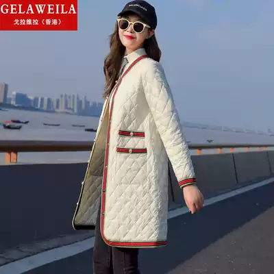 Small fragrant wind light down jacket medium and long version 2021 New Korean version of thin knee fashion down jacket white duck down