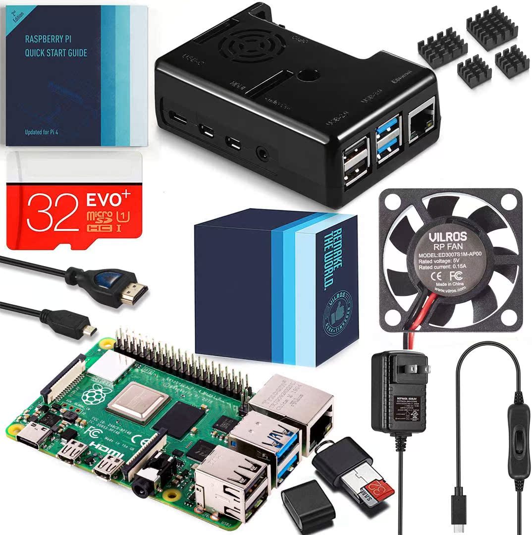 Vilros Raspberry Pi 4 (2GB) Complete Kit with Black Fan Cool