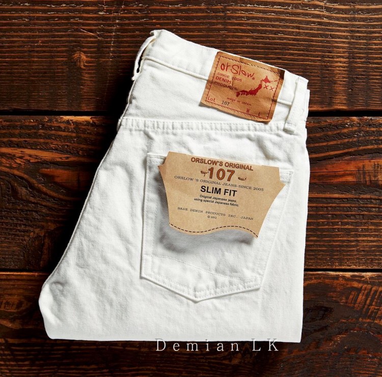 In Stock Orslow Ivy Fit Denim 107/105W Retro White Slim-Fit Tapered Jeans Made in Japan In Stock Orslow Ivy Fit Denim 107/105W Retro White Slim-Fit Tapered Jeans Made in Japan