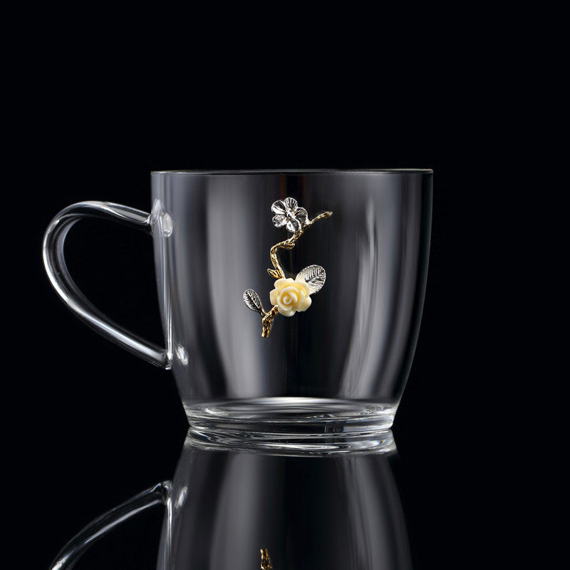 Creative Tea cup Japanese hand-made glass inlaid with silver tea cup Master Cup Personality gift Household Gongfu tea cup