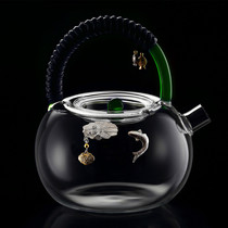 Li Ziqi same heat-resistant thickened glass cooking teapot flower teapot kettle with silver bubble teapot electric pottery stove household