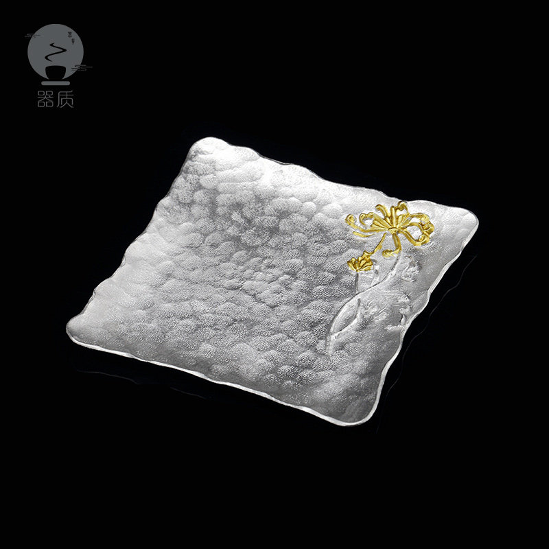 Plum orchid bamboo chrysanthemum handmade hammer pattern tin iron carving tea saucer tea cup pad cup holder pot holder Japanese tea ceremony zero tea set accessories