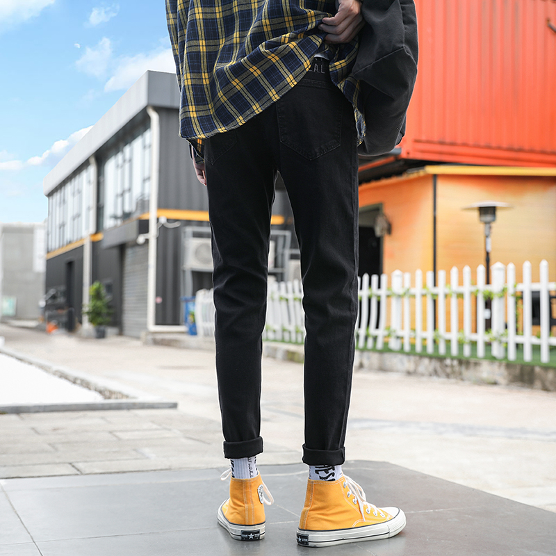 Summer jeans Men's boomers Korean version Trend teenagers slim fit slim fit net red new men's pants