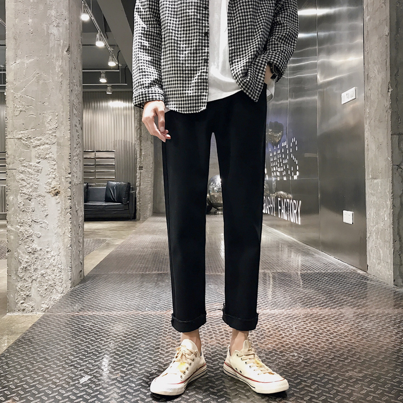 2022 New Summer Old Daddy Pants Male Korean Version Trend Straight Barrel Loose Jeans Male Tide Signs and Feeling Wide Leg