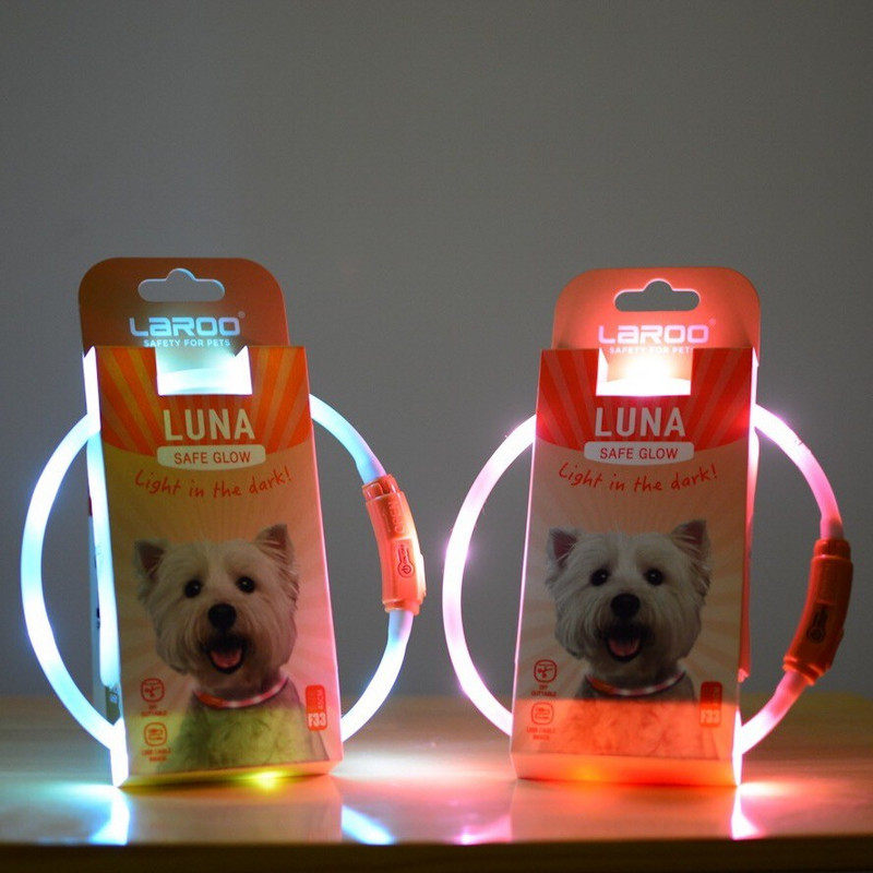 Laino pet USB charging light-emitting collar luminous dog walking light night walking dog LED flashing light safety collar