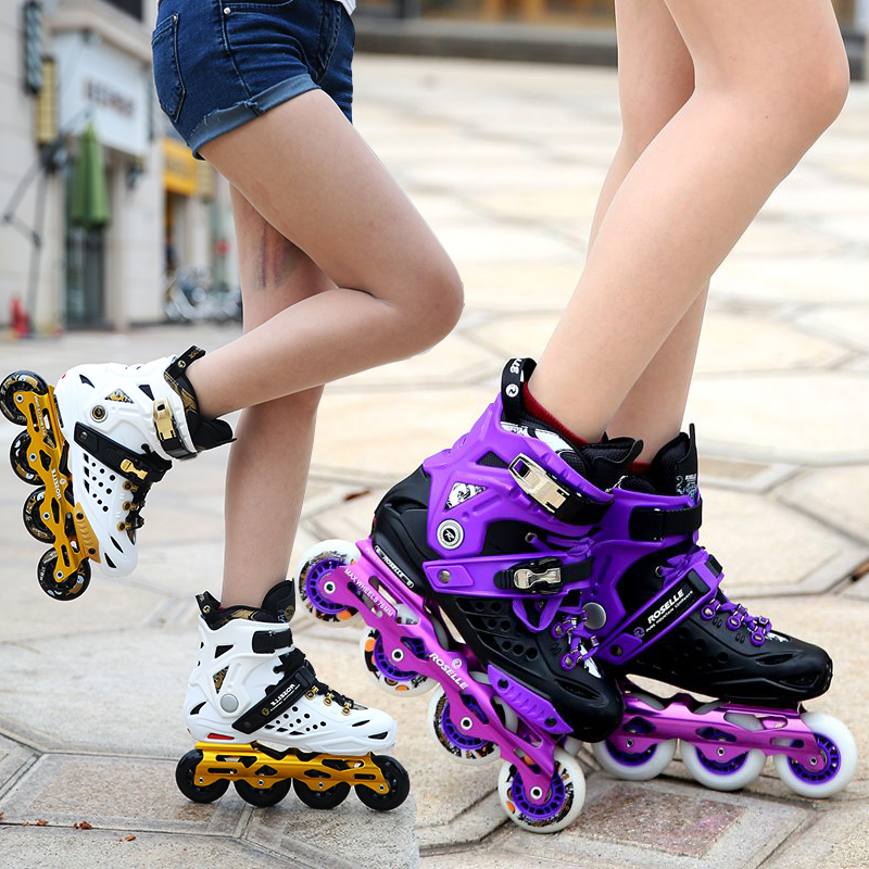 College Societies Exploits Logod 1 Adult Male And Female Flower Style Full Flash Wheel Skating Shoes With Skates Slide Dry Ice Shoes