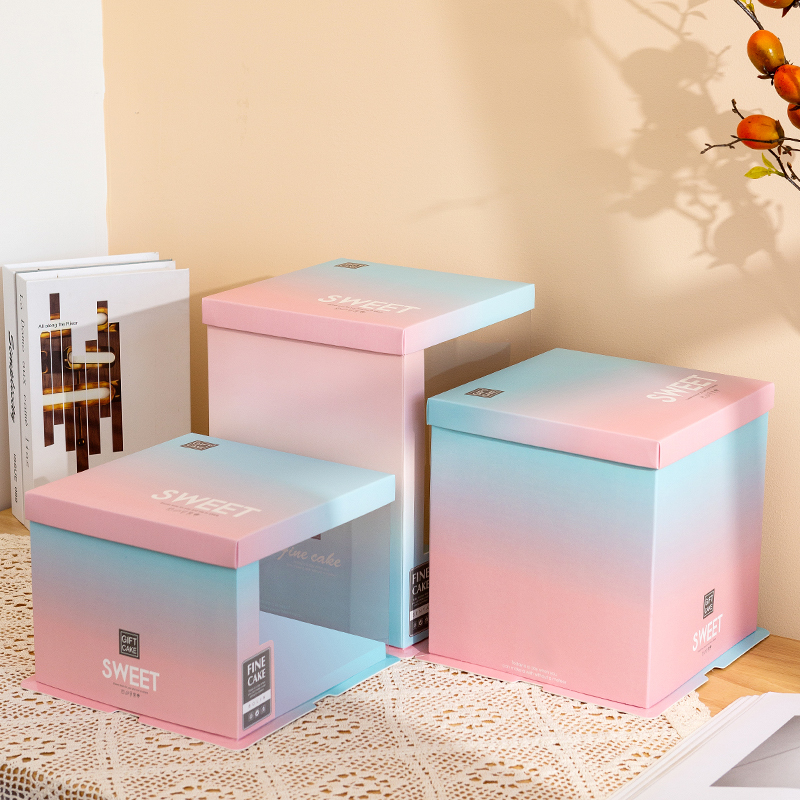 New High-End 6 8 10 12inch Semi-Transparent Birthday Cake Box Packaging Box Single and Double Layer Heightened Cake Box