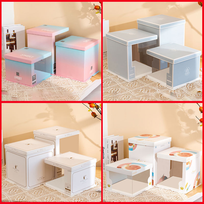 Translucent Birthday Cake Box Packaging Box 6/8/10/ 12inch Single/Double Layer Heightened Open Window Cake Box Translucent Birthday Cake Box Packaging Box 6/8/10/ 12inch Single/Double Layer Heightened Open Window Cake Box