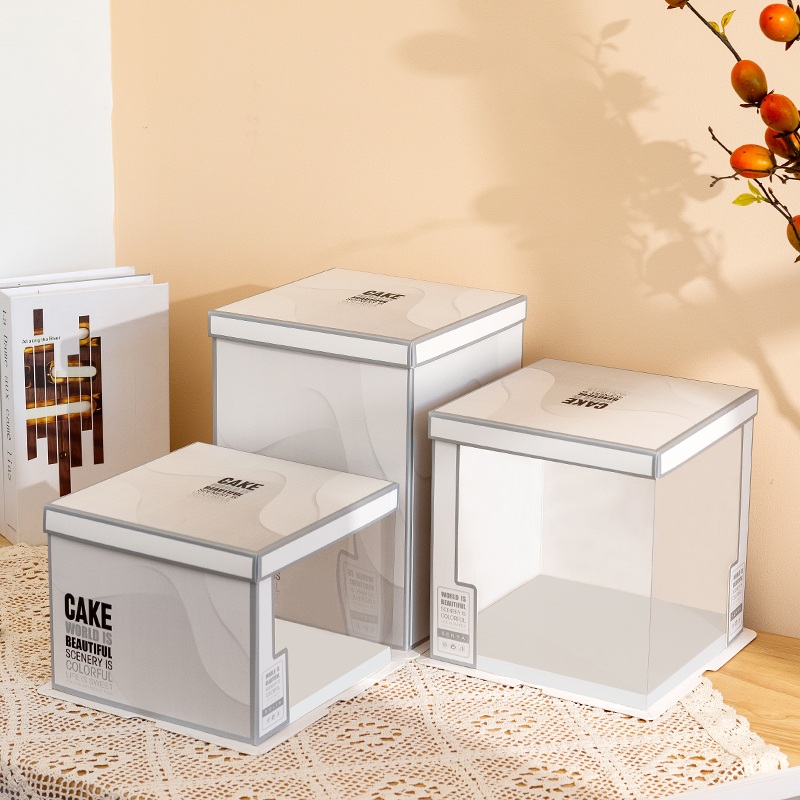 Factory Direct Sales 6 8 10 12inch Semi-Transparent Birthday Cake Box Packaging Box Single and Double Layer Heightened Cake Box Factory Direct Sales 6 8 10 12inch Semi-Transparent Birthday Cake Box Packaging Box Single and Double Layer Heightened Cake Box