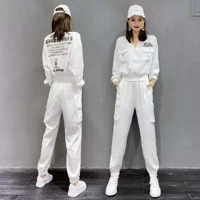 2021 autumn sportswear suit women fashion brand fashion Anti-long sleeve temperament bunch foot overalls casual two-piece pants