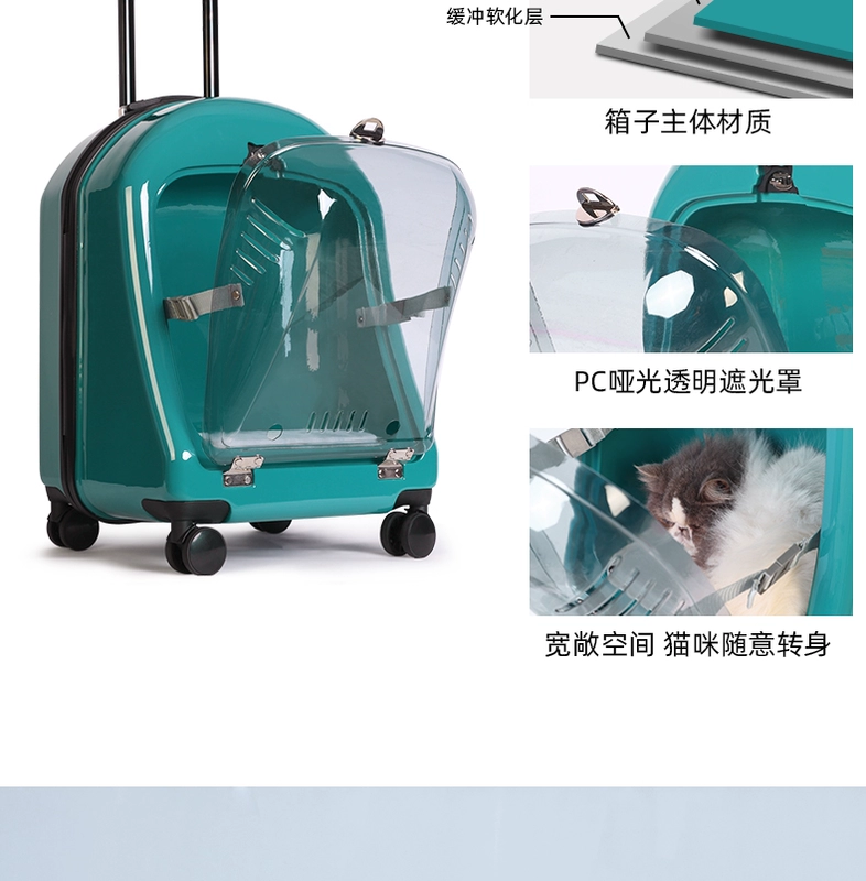 OTA Thú Cưng Hành Lý Xe Đẩy Hộp Bánh Xe Đa Năng Mèo Đi Ra Ngoài Và Mang Theo Thoáng Khí Không Gian Viên Hộp Du Lịch Cho Chó bán vali du lịch