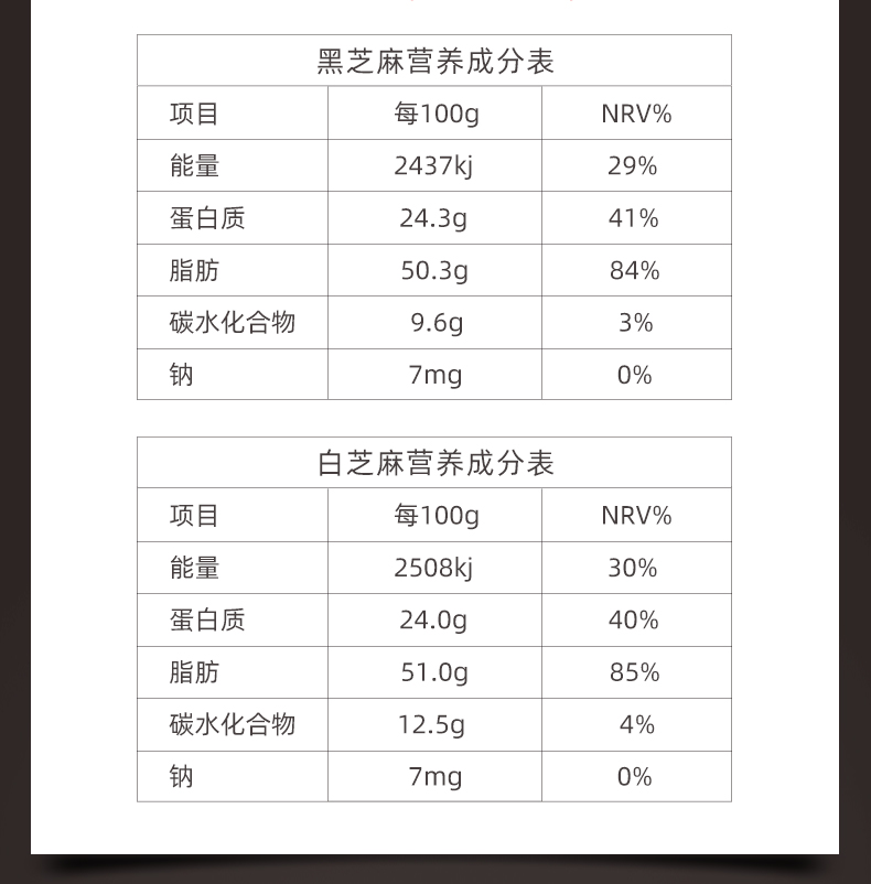 黑白熟芝麻干吃五谷杂粮236g*2瓶