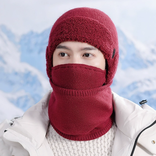 Шапка, зимний шарф, трикотажный комплект, перчатки, удерживающая тепло медицинская маска, увеличенная толщина, 3 предмета