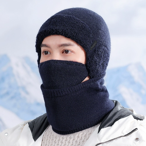 Шапка, зимний шарф, трикотажный комплект, перчатки, удерживающая тепло медицинская маска, увеличенная толщина, 3 предмета