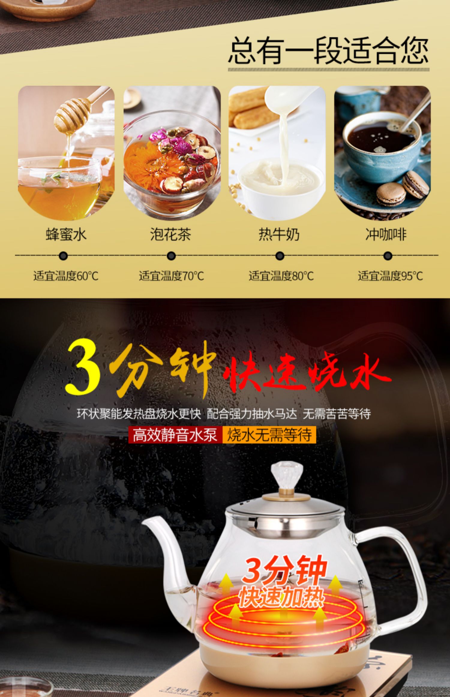 Dưới cùng tự động trên ấm đun nước ấm điện trong nước bơm tự mồi bếp cảm ứng bộ ấm trà thủy tinh - ấm đun nước điện ấm nấu nước