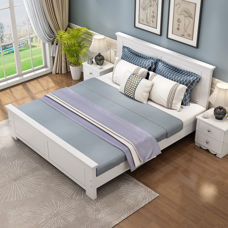 American-style bed solid wood bed modern minimalist 1 8 m bed master bedroom solid wood bed 1 5 m double bed 1 2 m economy