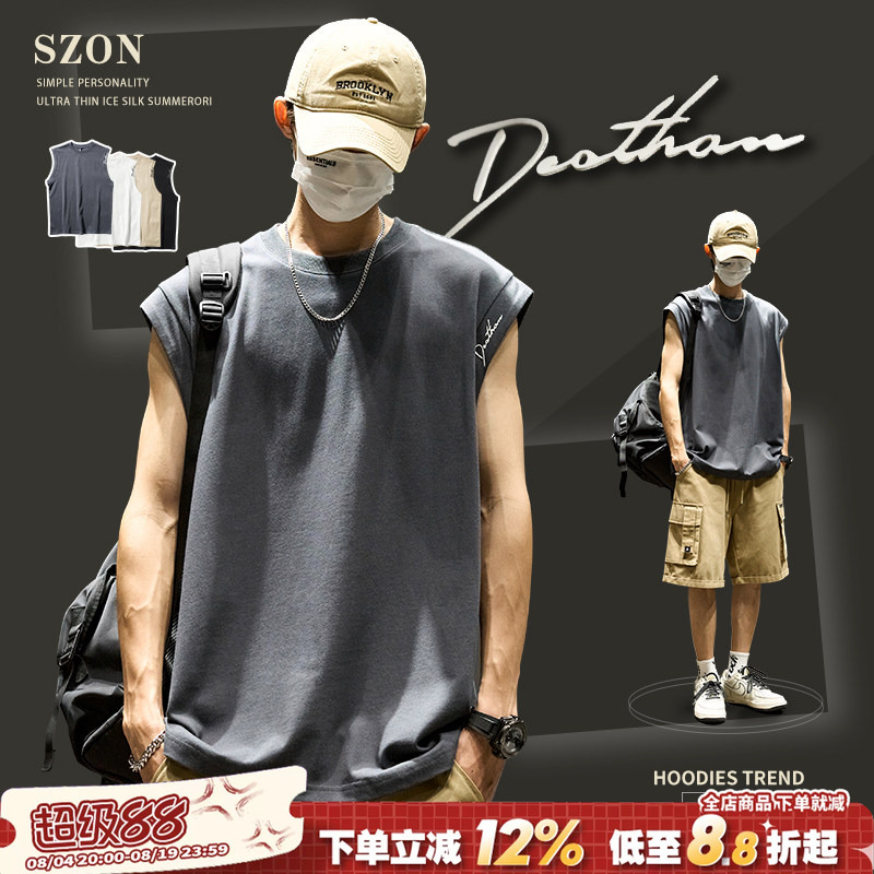 American Style Vest for Men, Summer Trendy Brand ins Basketball Sports Loose Sleeveless T-Shirt for Men, Fitness Outerwear, Pure Cotton Vest American Style Vest for Men, Summer Trendy Brand ins Basketball Sports Loose Sleeveless T-Shirt for Men, Fitness Outerwear, Pure Cotton Vest
