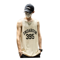 Vest Homme Summer American Tidal Alphabet Sports Casual Kan Shoulder 2024 nouveaux poids lourds T-shirt sans manches Huffg