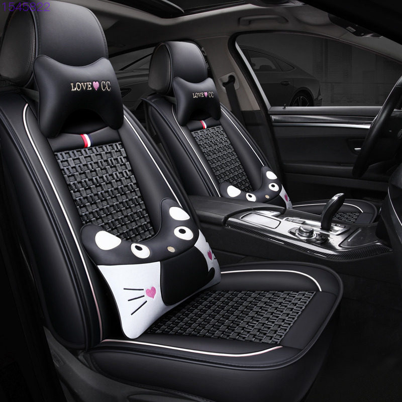 Ice silk cartoon car supplies cushion cute all-inclusive men's and women's seat cover seat cover set car mat summer four seasons universal