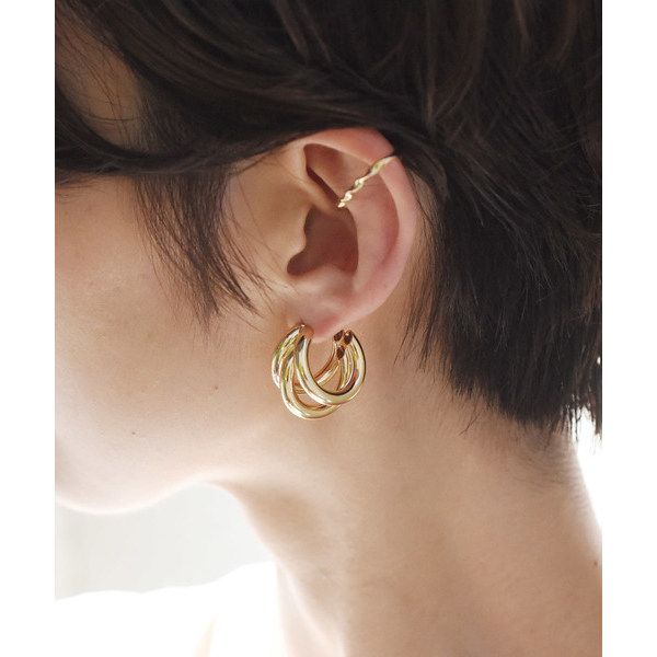 Exit Japan Personality Metal Lines Semi-circle C Shape 925 Silver Earrings Earring Ear Clip Day Tie