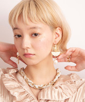 Export Japan Sun Moon asymmetric long personality exaggerated pendant earrings