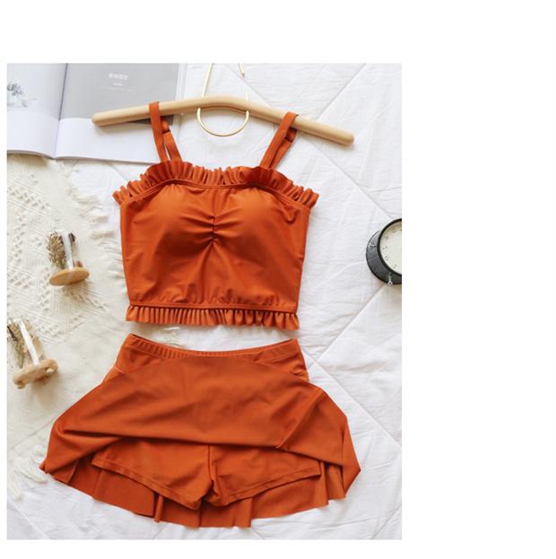 Bảo tồn phù hợp với sinh viên nữ thần chia nhỏ ngực nhỏ tụ tập bơi biển nhỏ quần áo tươi nữ chia cổ tích - Bộ đồ bơi hai mảnh bikini 2 mảnh màu đỏ