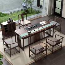 Black walnut tea table and chair combination new Chinese solid wood furniture Zen kung fu tea table tea room coffee table simple modern