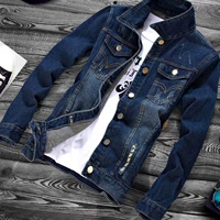 Áo khoác nam mùa thu mới Áo khoác denim trẻ trung dài tay Phiên bản Hàn Quốc - Cao bồi quần lót nam