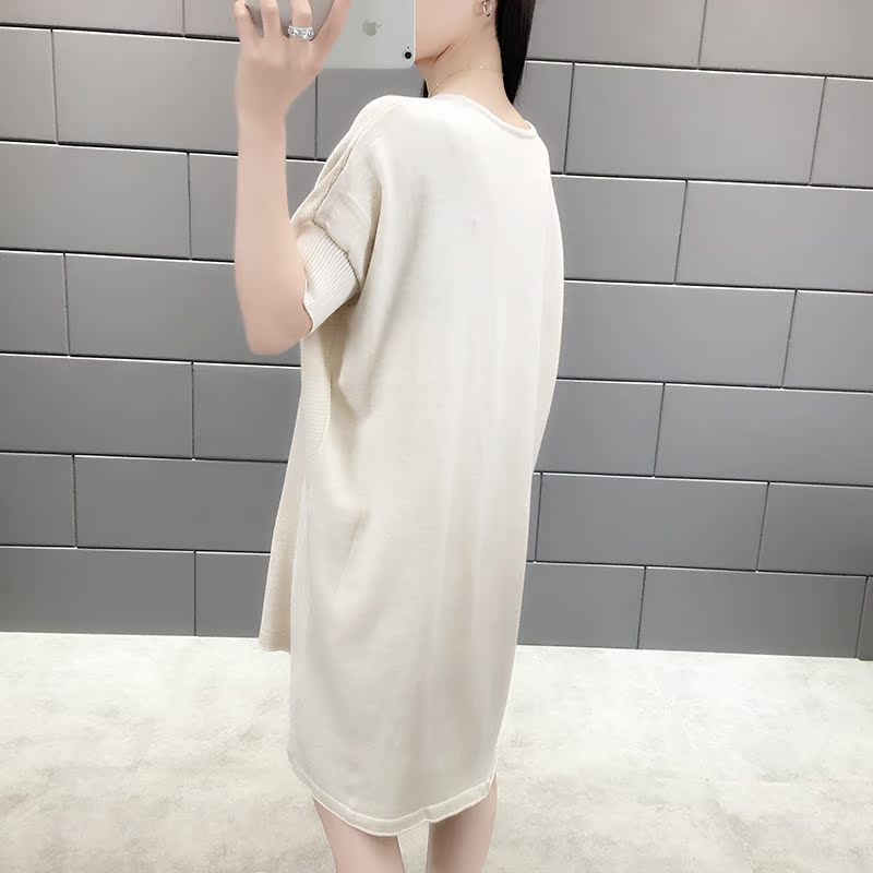 2019 đầu xuân mới áo khoác nữ dài cổ chữ V áo len mỏng lửng lười gió áo thun ngắn tay - Đan Cardigan áo len cổ lọ nữ form rộng