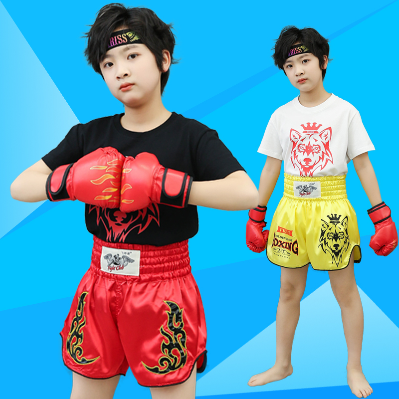 Children's loose beating training clothes suit Summer boy children less pediatrics Thai Boxer training shorts T-shirt custom-made-Taobao