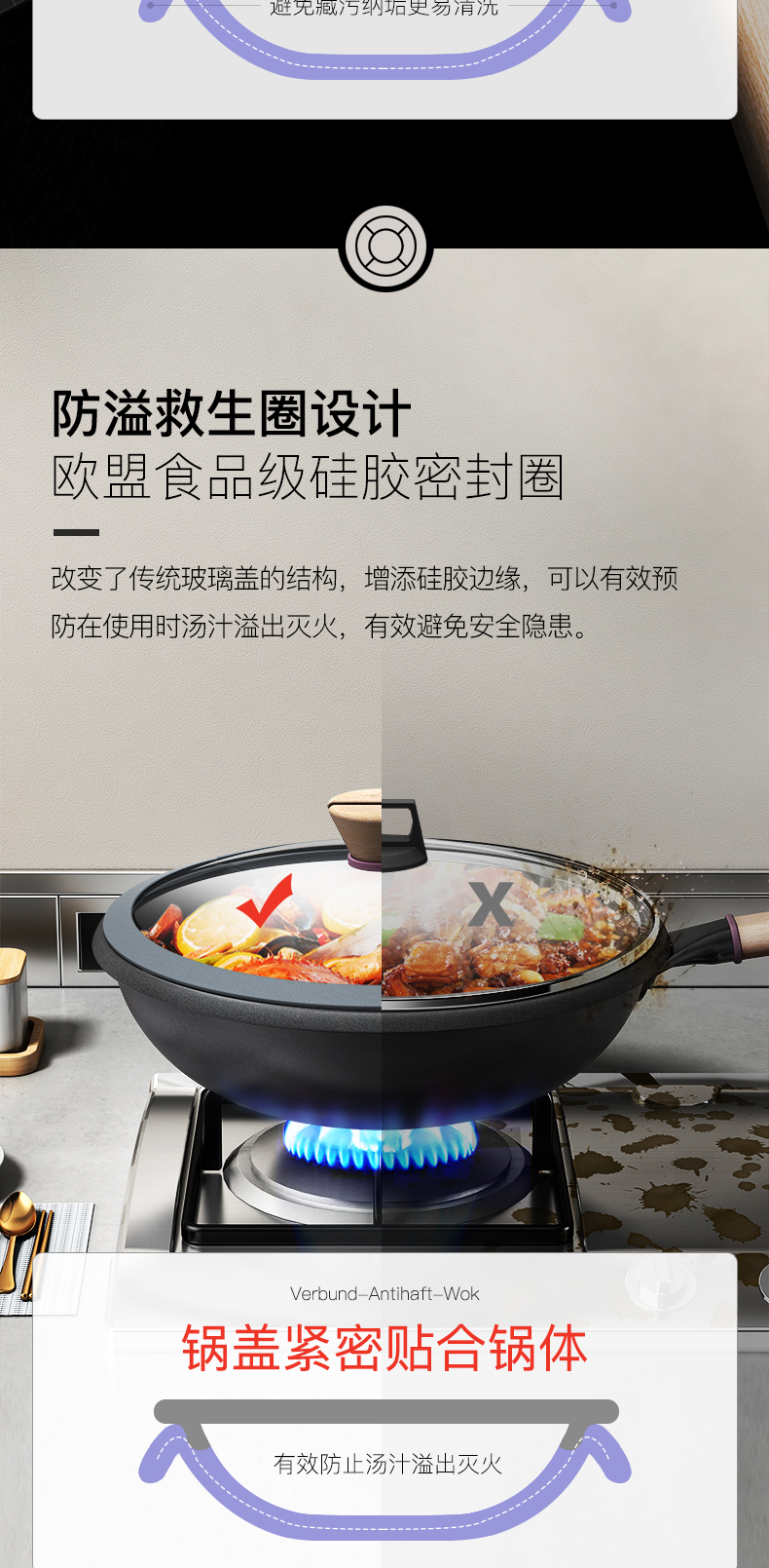 德国顶级厨具品牌 康巴赫 复合压铸不粘炒锅 30cm 少油烟 图4