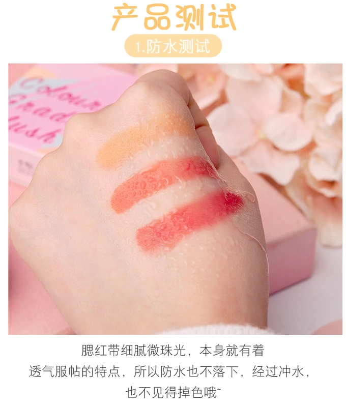 Judydoll Orange Blossom Gradient Blush 03 Dream Peach Apricot Orange Trolor Natural nude Makeup Yellow Girl White - Blush / Cochineal