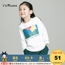 viciusss Japanese designer childrens clothing Mens and womens childrens round neck hill contrast color printing Pullover long sleeve base T-shirt