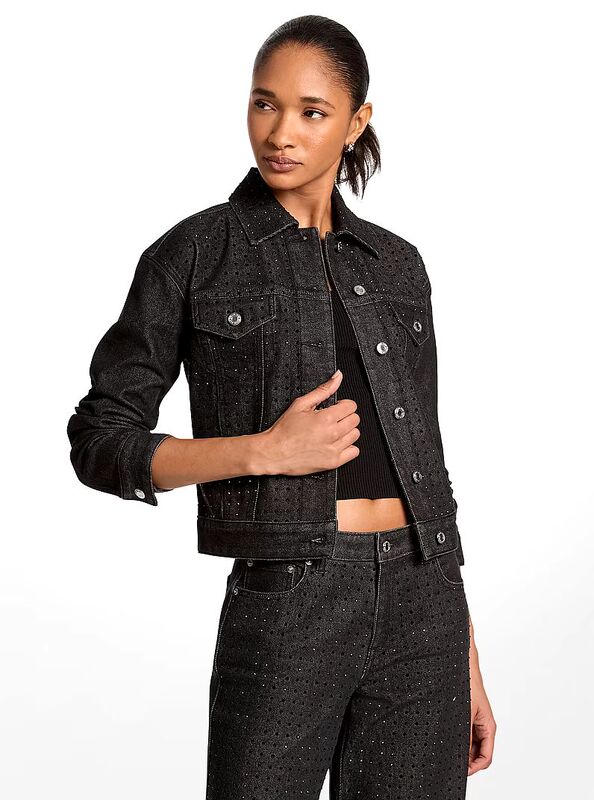 Mk Jacket Studded Stretch Denim Jacket Non-Refundable Purchase, Delivery Within One Month