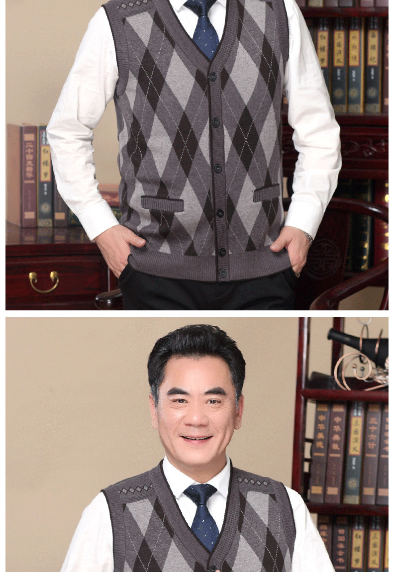 Mùa thu và mùa đông vest nam trung niên áo khoác cardigan nam trung niên vest nam vai cha mặc vest đan tay áo len khoác mỏng
