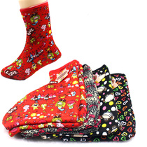 2 pairs of autumn and winter plus velvet padded adult ladies floor socks long tube printed socks warm boots socks