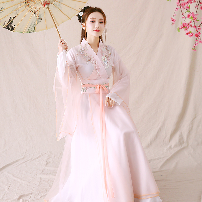 Pink Adult Hanfu for Women, Modernized Ancient Costume with Fairy-Like Chinese Style, Classical Dance and Traditional Performance Outfit, 2026 New Model
