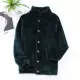 Quần áo nhung nữ đồ ngủ flannel nam san hô mùa đông nhà vài mùa thu và áo khoác mùa đông cardigan đơn mảnh flannel màu rắn - Pyjama