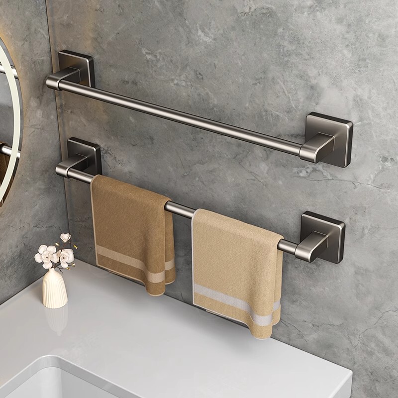 Towel Rack Bathroom No-Drill Wall-Mounted Storage Rack Single Bar Towel Holder for Bathroom and Toilet Storage