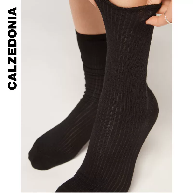 [CALZEDONIA卡泽意袜春夏女士时尚休闲基础竖纹百搭薄款短袜DC0455]