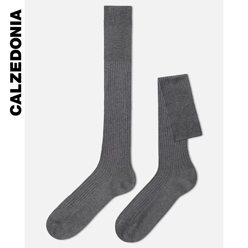Черные полосатые длинные хлопковые носки с простым дизайном CALZEDONIA мужские UL0080