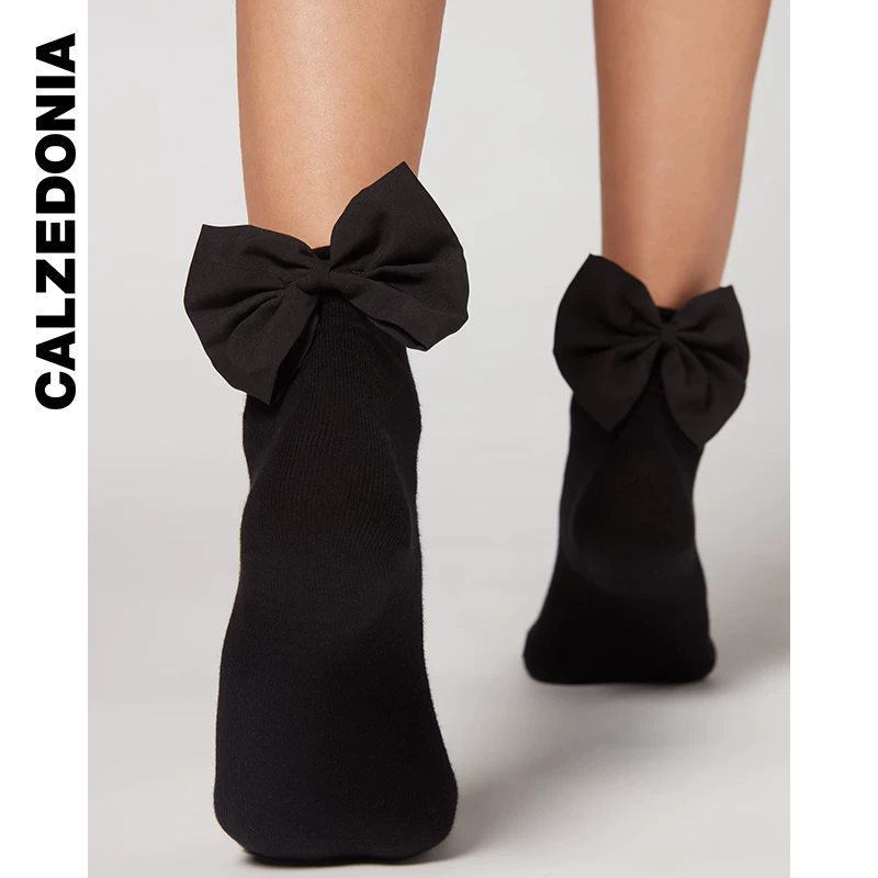 CALZEDONIA женские весна и лето носки милый бант черные чокоподобные женские хлопковые носки DC0416