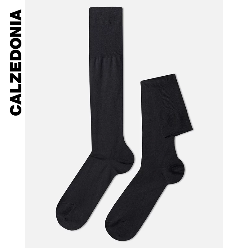 CALZEDONIA носки для мужчин и женщин, однотонные, комфортные и повседневные, хлопковые длинные носки Lyell UL0050