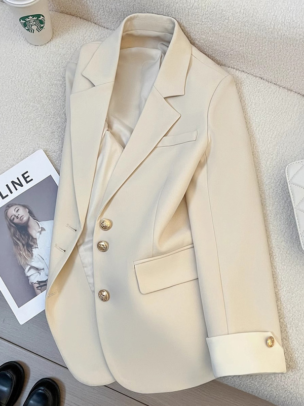 Cream-Colored Casual Blazer for Women, 2026 High-End New Style, Trendy Suit Wear for Petite Figures This Year