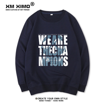 Letter printing Super Fire ins tide New plus velvet sweater mens round neck autumn and winter long sleeve top leisure student trend